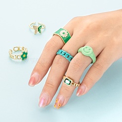 6Pcs 6 Styles Brass Cuff Rings&nbsp;RJEW-LS0001-31G