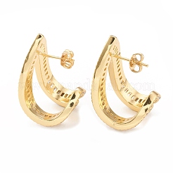 Clear Cubic Zirconia Triangle Stud Earrings&nbsp;EJEW-L231-74G