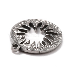 変色しない304ステンレススチールペンダント  中空の花とフラットラウンド  ステンレス鋼色  16x14x2.5mm  穴：1.2mm&nbsp;STAS-B024-78P