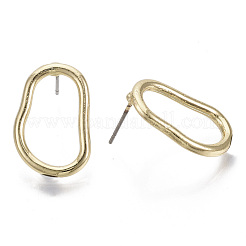 合金スタンドピアス  スチールピンと  楕円形のリング  ライトゴールド  21x14mm  ピン：0.7mm&nbsp;EJEW-N013-01