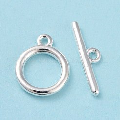 環境に優しい真鍮製トグル留め金  カドミウムフリー＆鉛フリー  長持ちメッキ  リング  925銀メッキ  リング：12x10x1.5mm  バー：4x13.5x1.5mm  穴：1.2mm&nbsp;KK-D082-14S