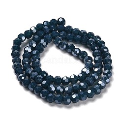 不透明ガラスビーズスタンド  ファセット（32ファセット）  ラウンド  プルシアンブルー  4mm  穴：0.7mm  約87~93個/連  32~33cm&nbsp;EGLA-A035-P4mm-A35