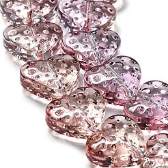 ガラスビーズ連売り  ハート  オールドローズ  13x15mm  穴：1mm  約58個/連  27.56''（70センチメートル）&nbsp;GLAA-B018-01A