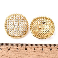 Flat Round Brass Micro Pave Clear Cubic Zirconia Stud Earrings&nbsp;EJEW-H180-18G