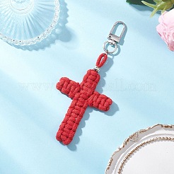4Pcs Cross Cotton Threads Pendants Decorations&nbsp;HJEW-TA00398