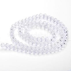 クリアガラスビーズ連売り  模倣オーストリアクリスタル  ファセット（32ファセット）  ラウンド  透明  10mm  穴：1mm  約72個/連  25~27インチ&nbsp;X-GLAA-G013-10mm-72