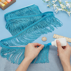 Polyester Tassel Lace Edge Trim Ribbon&nbsp;OCOR-WH0101-118A