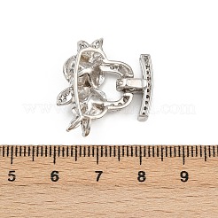 真鍮製マイクロペーブクリアキュービックジルコニアの留め金  花  プラチナ  18.5x24x7.5mm&nbsp;KK-C075-39P