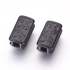 304ステンレススチールビーズ  溝付き長方形  ガンメタ色  10x5x4mm  穴：2x2mm&nbsp;STAS-E446-16B