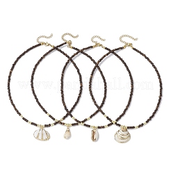 4Pcs 4 Styles Electroplated Natural Shell Pendant Necklaces&nbsp;NJEW-JN05221
