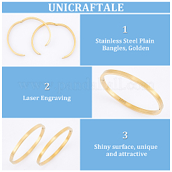 2Pcs 304 Stainless Steel Plain Bangles&nbsp;BJEW-UN0001-49