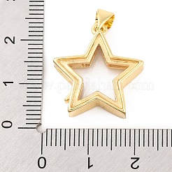 ラックメッキ真鍮製ロケットペンダント  プラスチック付き  カドミウムフリー＆鉛フリー  長持ちメッキ  18KGP本金メッキ  スター  21x20x6mm  穴：4x3mm&nbsp;KK-F874-01G-03