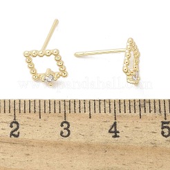 真鍮クリアキュービックジルコニアスタッドピアス  正方形  18KGP本金メッキ  8.5x7.5mm&nbsp;EJEW-Q014-03G