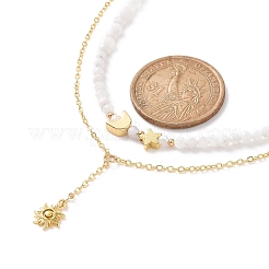 Brass Moon & Star Charms Double Layer Necklace&nbsp;NJEW-JN04142