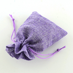 Polyester Imitation Burlap Packing Pouches Drawstring Bags&nbsp;ABAG-R004-14x10cm-08