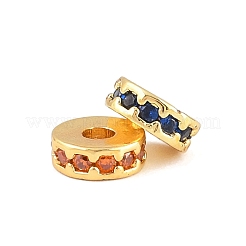 Brass Micro Pave Cubic Zirconia Beads&nbsp;KK-H533-01G-02