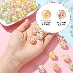 メッキクリアアクリルビーズ  二層ビーズ  デイジーと丸い  ミックスカラー  15mm  穴：2mm&nbsp;TACR-CJC0001-12