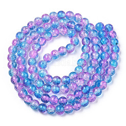 Two-Tone Crackle Baking Paint Transparent Glass Beads Strands&nbsp;X-CCG-T004-8mm-03