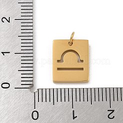 304ステンレススチールチャーム  丸カン付き  ゴールドカラー  星座チャーム付き長方形  天秤座  12x10x1.5mm  穴：3mm&nbsp;STAS-R001-03G-07
