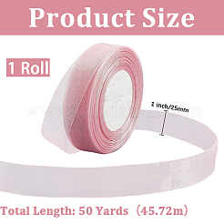 透明オーガンジーリボン1ロール  結婚式の装飾のための広いリボン  淡いバイオレットレッド  1インチ（25mm）  約50.00ヤード（45.72m）/セット&nbsp;SRIB-CY0001-22A-02