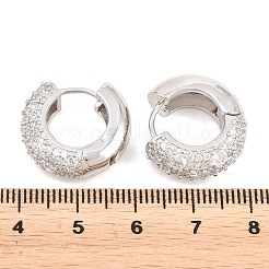 真鍮製マイクロパヴェクリアキュービックジルコニアフープピアス  リング形状  鉛フリー＆カドミウムフリー  長持ちメッキ  ラックめっき  プラチナ  17.5x19.5x7.5mm&nbsp;EJEW-Z164-14P
