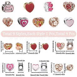 9Pcs 9 Styles Alloy & 304 Stainless Steel & Brass European Beads&nbsp;FIND-SC0007-59