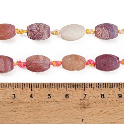 染色・加熱処理を施した天然の風化した瑪瑙ビーズの連  オーバル  チョコレート  12~14x9.5~10mm  穴：0.7~0.8mm  約21個/連  15.94''~16.34''（40.5~41.5センチメートル）&nbsp;GG-CBAB9C6-E01-02
