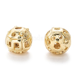 合金中空ビーズ  ラウンド  カドミウムフリー＆鉛フリー  18KGP本金メッキ  8x7~8mm  穴：1.5~2mm&nbsp;X1-PALLOY-P238-20G-RS