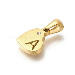 304 Stainless Steel Heart Pendants with Rhinestone&nbsp;STAS-Z103-01G-01