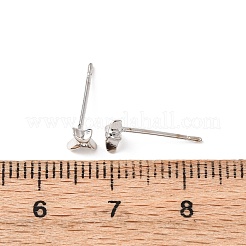 真鍮製マイクロパヴェクリアキュービックジルコニアスタースタッドピアス  プラチナメッキ  5x5mm&nbsp;EJEW-L278-06P