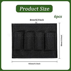 ナイロンフックとループファスナータクティカル4ラウンドショットガンシェルポーチ  長方形  ブラック  80x105x8mm&nbsp;FIND-WH0367-296A