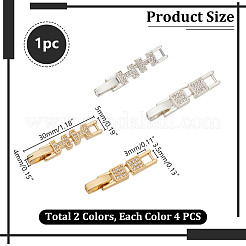 8Pcs 4 Styles Brass Micro Pave Clear Cubic Zirconia Fold Over Clasps&nbsp;KK-AR0004-76