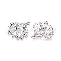 304ステンレススチール製模造珊瑚ペンダント  ステンレス鋼色  26x24x2mm  穴：2mm&nbsp;STAS-T069-42P