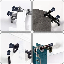 プラスチックカーテンロッドヘッド  コラム カーテンポール フィニアル  コラム  ブラック  41x33mm  内径：28mm&nbsp;FIND-WH0419-86A