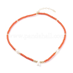 Natural Shell Initial Pendant Necklaces&nbsp;NJEW-JN03405