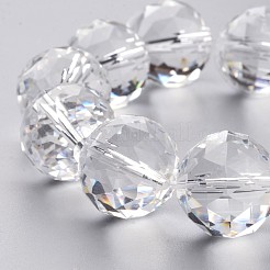 ガラスビーズ連売り  多面カット  ラウンド  透明  19.5mm  穴：2mm  約12個/連  8.6インチ（22cm）&nbsp;EGLA-J140-NA01-20mm