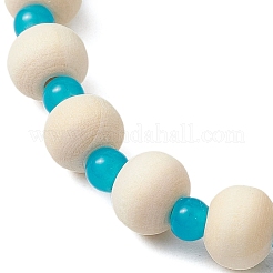 Synthetic Turquoise & Wood & Glass Beaded Stretch Bracelets for Boys Girls&nbsp;BJEW-JB11125-02