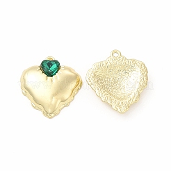 ラックメッキ合金、ガラスペンダント付き  ライトゴールドのハートチャーム  カドミウムフリー＆ニッケルフリー＆鉛フリー  ミックスカラー  22x20x4.5mm  穴：1.4mm&nbsp;FIND-G054-12LG