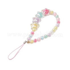 アクリル携帯ストラップ  二層ビーズ  多面カット  スター  カラフル  16.5cm&nbsp;HJEW-JM02052