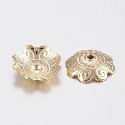 201ステンレススチールビーズキャップ  花  マルチ花弁  ゴールドカラー  11x3mm  穴：1.2mm&nbsp;LS-X-STAS-H436-32