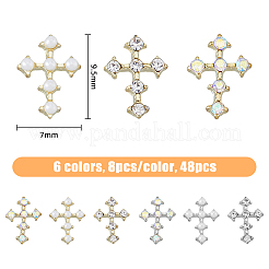 48Pcs 6 Colors Zinc Alloy Rhinestone Cabochons&nbsp;MRMJ-HY0001-21