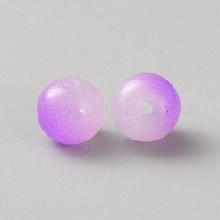 10個の手作りランプワークビーズ  天然石風ビーズ  ラウンド  ツートン  ミディアム蘭  10mm  穴：1.6mm&nbsp;LAMP-TAC0004-09