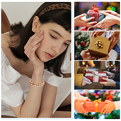 1Pc Stainless Steel Grooved Line Open Cuff Bangle for Women&nbsp;BJEW-UN0001-32G