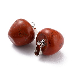 天然石レッドジャスパーペンダント  プラチナブラスループ付き  りんご  14~15x14x14mm  穴：6x3mm&nbsp;G-Z022-01L