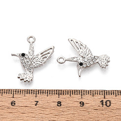 合金ラインストーンペンダント  鳥  鉛フリー＆カドミウムフリー  プラチナ  24x19x3mm  穴：1.6mm&nbsp;FIND-N008-20P