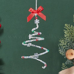 Christmas Tree Glass Beads Pendant Decoration&nbsp;HJEW-JM04478