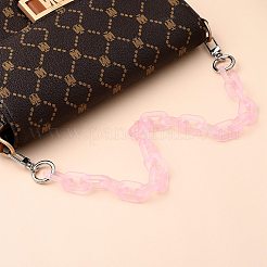 バッグハンドル  透明アクリルリンクリング付き  プラチナトーン合金スプリングゲートリングと亜鉛合金スイベルクラスプ  バッグストラップ用交換アクセサリー用  ミスティローズ  19.8インチ（50.5cm）&nbsp;AJEW-BA00024-01