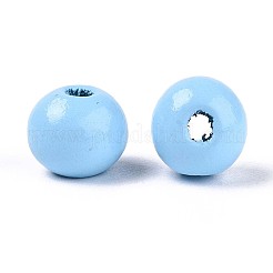 Spray Painted Round Natural Schima Wood Beads&nbsp;LS-WOOD-A018-8mm-18