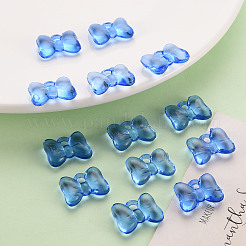 透明なアクリルパーツ  蝶結び  ブルー  13.5x18x5.5mm  穴：2.5mm  約173個/139g&nbsp;LS-TACR-T024-02BA-940