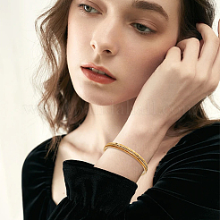 2Pcs 2 Colors Stainless Steel Open Cuff Bangles&nbsp;BJEW-SC0001-67B